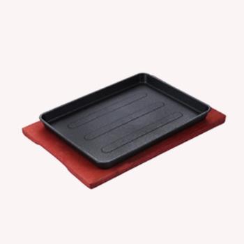 鑄鐵鐵板燒鐵板商用加厚長方形韓式鐵板燒烤魚盤圓形牛排鐵板燒盤