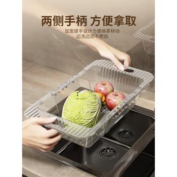 洗碗池可伸縮水槽瀝水架家用碗盤蔬菜水果濾水籃置物架廚房收納架