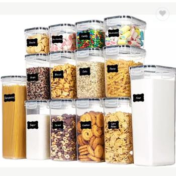 現貨五谷雜糧儲物罐PP收納保鮮盒塑料透明密封罐廚房用品14件