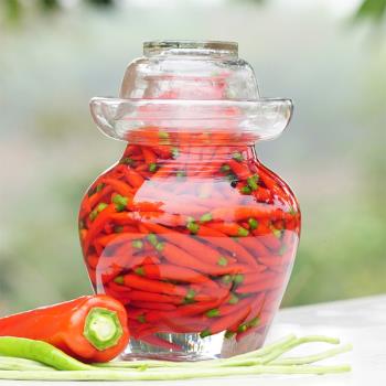 四川泡菜壇子玻璃加厚泡辣椒密封罐家用小號透明自制醃製酸菜罐子