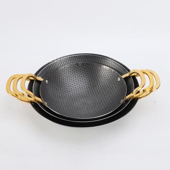 創意新款金色雙耳蜂窩鍋仔廚房家用小火鍋小炒鍋