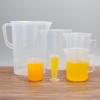 加厚食品級透明塑料量杯帶刻度廚房烘焙奶茶店大容量計量杯帶蓋