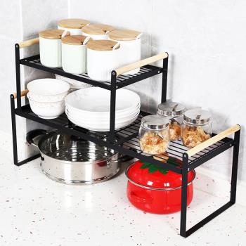 潔臣廚房用品置物架調味品調料碗碟收納落地隔層分隔板單層鍋蓋架