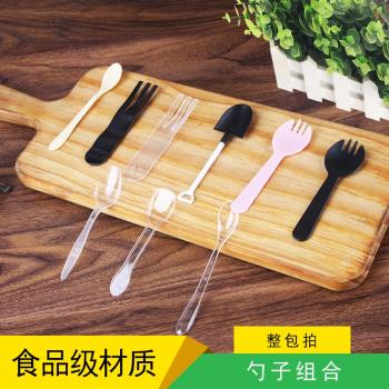 蛋糕叉勺/甜點勺子/慕斯勺子/透明塑膠小勺一次性果凍勺/100只/包