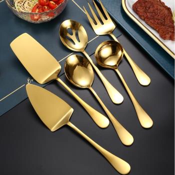 Stainless Steel Gold Korean Serving Spoon Tableware Soup Lad