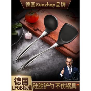 kunzhan304不銹鋼鍋鏟炒菜硅膠湯勺子不粘鍋專用廚具家用廚房單個