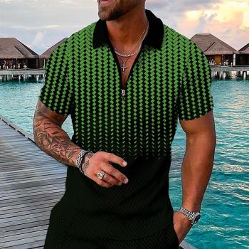 3D printed casual short sleeved shirt 3D印花休閑短袖襯衫男士