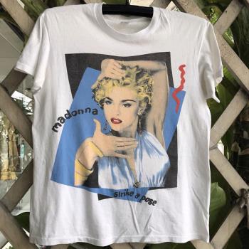 Madonna麥當娜美潮高級感時尚人像短袖vintage復古街頭男女T恤棉