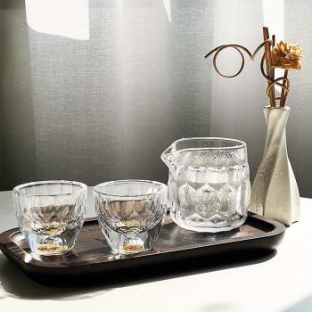 金箔水晶玻璃主人杯手工切割品茗杯家用高檔鉆石杯冰川紋分茶器