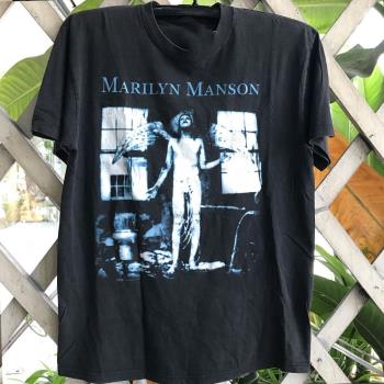 致敬瑪麗蓮曼森趣味創意潮牌印花短袖美式街頭vintage古著百搭T恤