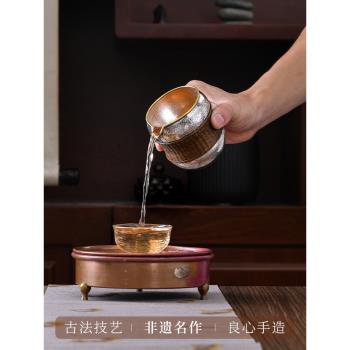 喬師傅純銀公道杯竹篾葫蘆分茶器日式主人茶水分離公杯家用茶海