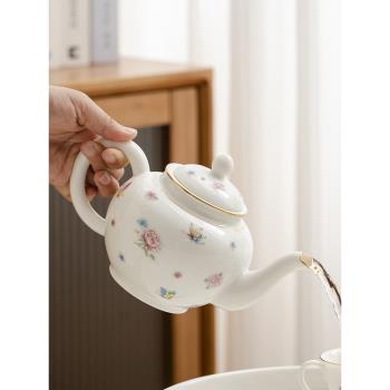 羊脂玉瓷茶壺家用小清新簡約現代陶瓷過濾功夫茶具泡茶壺單壺中式