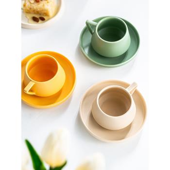 日式高級感馬克杯陶瓷杯帶碟耐高溫家用復古牛奶杯茶杯辦公室杯子