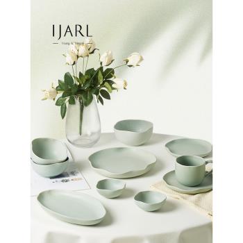 ijarl青時奶油風陶瓷米飯碗家用好看吃飯碗杯湯碗碟盤子陶瓷餐具