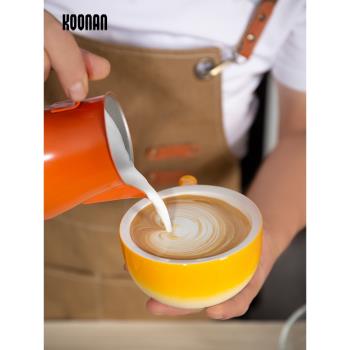 koonan山海杯咖啡杯碟套裝 陶瓷杯咖啡杯 專業拿鐵藝術拉花杯壓紋