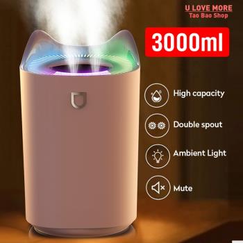 3L Air Humidifier Essential Oil Aroma Diffuser Double Nozzle
