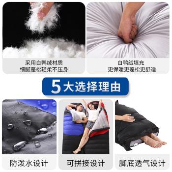 羽絨睡袋大人戶外零下20度10度冬季旅行露營野營寒區青藏加厚防寒