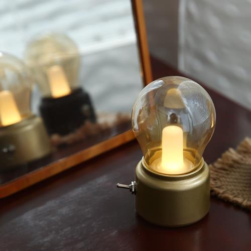 可愛日子 ins風復古英倫燈泡燈 充電小夜燈 懷舊USB床頭臺燈民宿