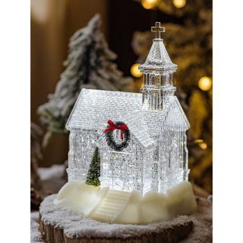 掬涵圣誕節水晶球飄雪房子音樂盒建筑模型擺件圣誕樹裝飾女生禮物