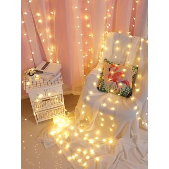 LED小燈泡圓形創意星星燈串家用房間臥室氛圍燈條暖光彩色燈帶
