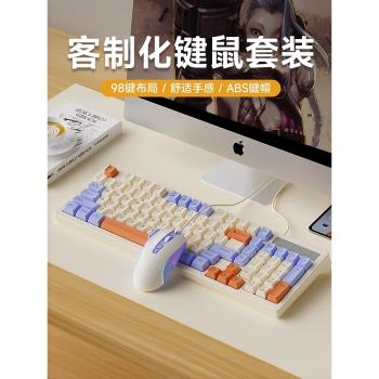 夢族K8靜音鍵盤鼠標套裝有線辦公打字筆記本機械臺式電腦外接98