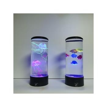 變色LED魚缸仿真動態水母水族箱寵物火山燈風水擺件減壓玩具禮物