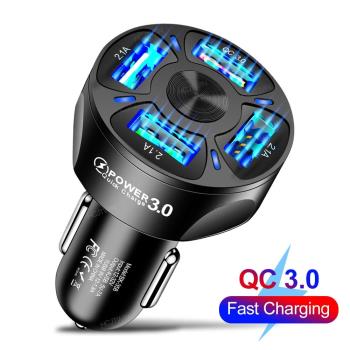 USB car charging one drag four mobile phone car charger fast