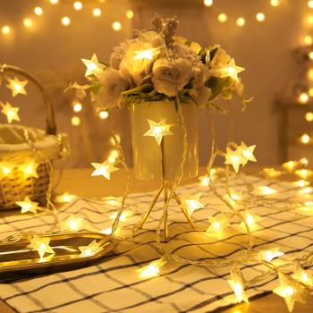 led星星燈中秋滿天星家用小彩燈串露營氣氛裝飾生日布置掛燈電池