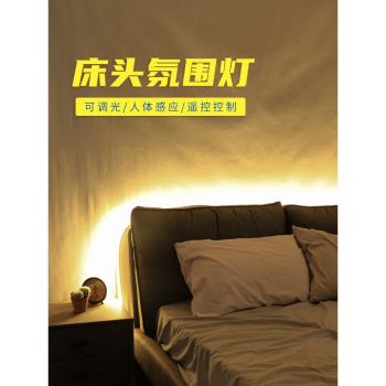 床頭氛圍燈臥室睡眠臺燈浪漫背景主臥室觸摸調光遙控人體感應USB