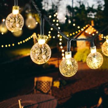 戶外太陽能LED露營帳篷氛圍燈串營地室內裝飾水晶氣泡球彩燈閃燈