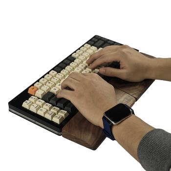 YMDK75%雙手分離式客制化機械鍵盤北美胡桃木左右個性高護腕手托