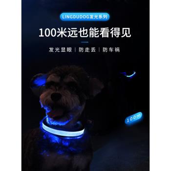 狗狗發光項圈USB充電大中小型脖圈LED牽引繩防丟鏈泰迪博美遛狗燈