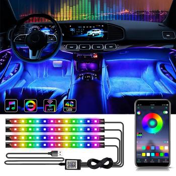 Neon 48 72 LED Car Interior Ambient Foot Light with USB Wire