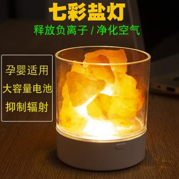 創意喜馬拉雅鹽燈天然負離子床頭氛圍燈禮品usb充電桌面小夜燈