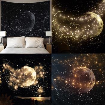 星空系 ins掛布北歐網紅房間布置背景布宇宙星空月球掛毯裝飾布