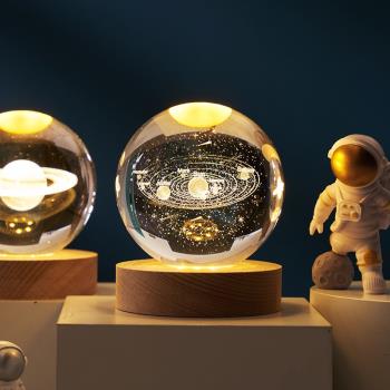 3D立體內雕水晶球太空人摩天輪家居桌面擺件創意裝飾禮物8厘米