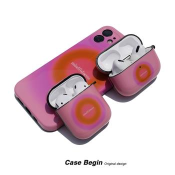 粉色漸變適用于AirPods1/2/3代耳機套蘋果無線藍牙保護殼Pro軟殼