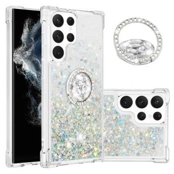 閃粉愛心流沙殼適用三星s23手機殼s22/s23+指環支架s23ultra防摔套s23FE/s22ultra保護套s21ultra/note20U