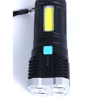 四核爆亮戶外多功能手電筒強光可充電超亮led遠射燈USB充電
