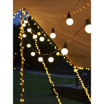 戶外露營氛圍燈大圓球LED燈串天幕帳篷裝飾燈USB款野營草坪燈圓球