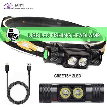 MINI LED充電頭戴式頭燈強光乏光礦燈18650 防水快拆 USB直充超亮