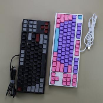 87鍵RGB幻彩電競游戲機械鍵盤USB有線青軸茶軸紅軸插拔軸機械鍵盤