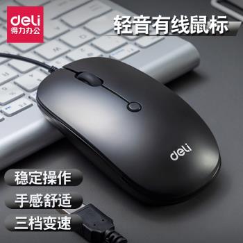 USB口得力光電無聲靜音有線滑鼠