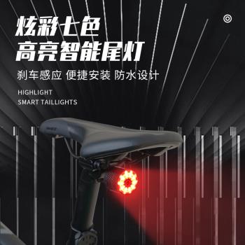 新款捷安特智能感應剎車燈山地公路自行車usb充電防水尾燈警示燈