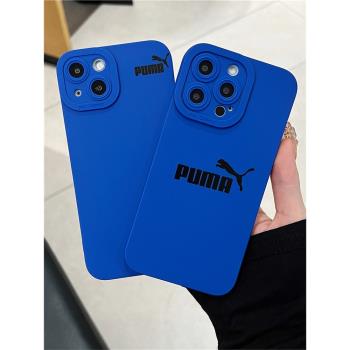 PUMA克萊因藍適用iphone14pro max蘋果12nike手機殼11硅膠13運動xs男女全包x潮牌TPU軟xsmax/xr保護套15超薄