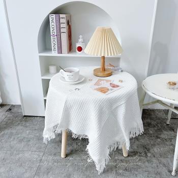 ins簡約白色桌布華夫格北歐風裝飾網紅拍照背景布野餐甜品臺墊巾