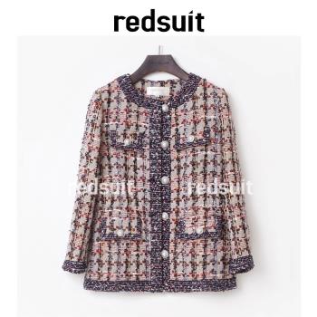redsuit 歐洲時尚氣質撞色重工小香風粗花呢編織春秋外套女裝新款