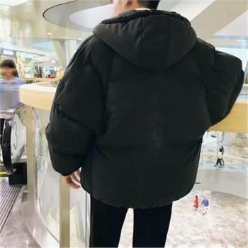 港風日系冬季情侶短款純色棉襖麵包服韓版潮流棉服寬松外套棉衣男