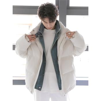 CHICERRO西西里男裝冬季加厚高級感拼接外套韓系假兩件設計感棉衣