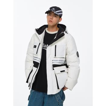抹茶故事戶外運動連帽工裝中長款羽絨服男滑雪服外套
